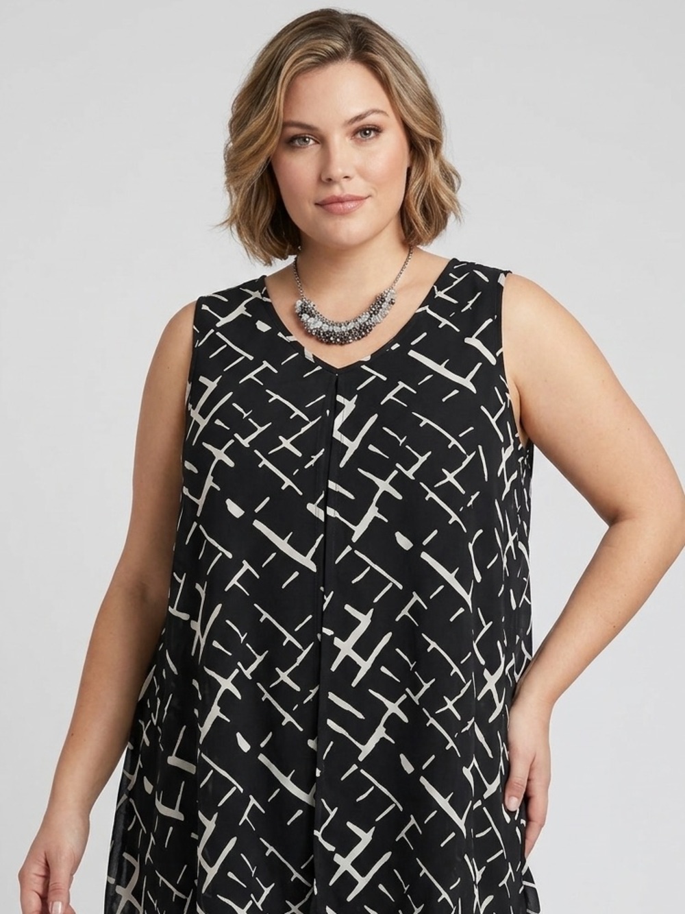 😍SHOW SPECIAL LILY MORGAN Black & White Sleeveless Ladybug Top  1X